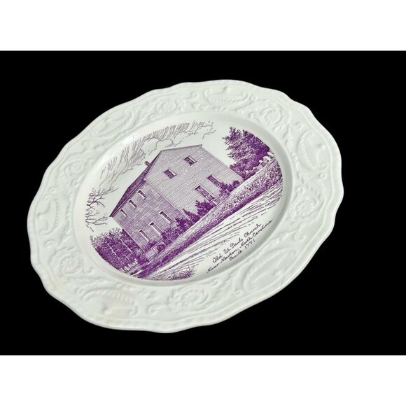 Adam Antique Steubenville St Paul’s Church North Carolina 10” Plate Ivory Violet - Picture 2 of 9
